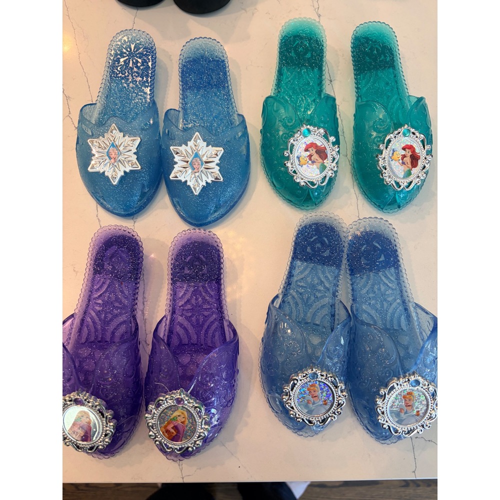 Disney Princess Jelly Shoes Multicolor Elsa Ariel Rapunzel Cinderella Bundle